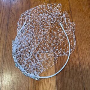 BRIDAL HEADBAND WITH NETTING & BLING